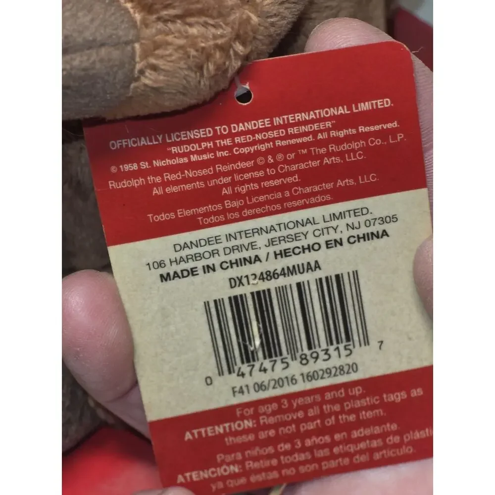 DanDee Rudolph Red Nose Reindeer Plush Light Up Sings Jingle Bells Needs Battery
